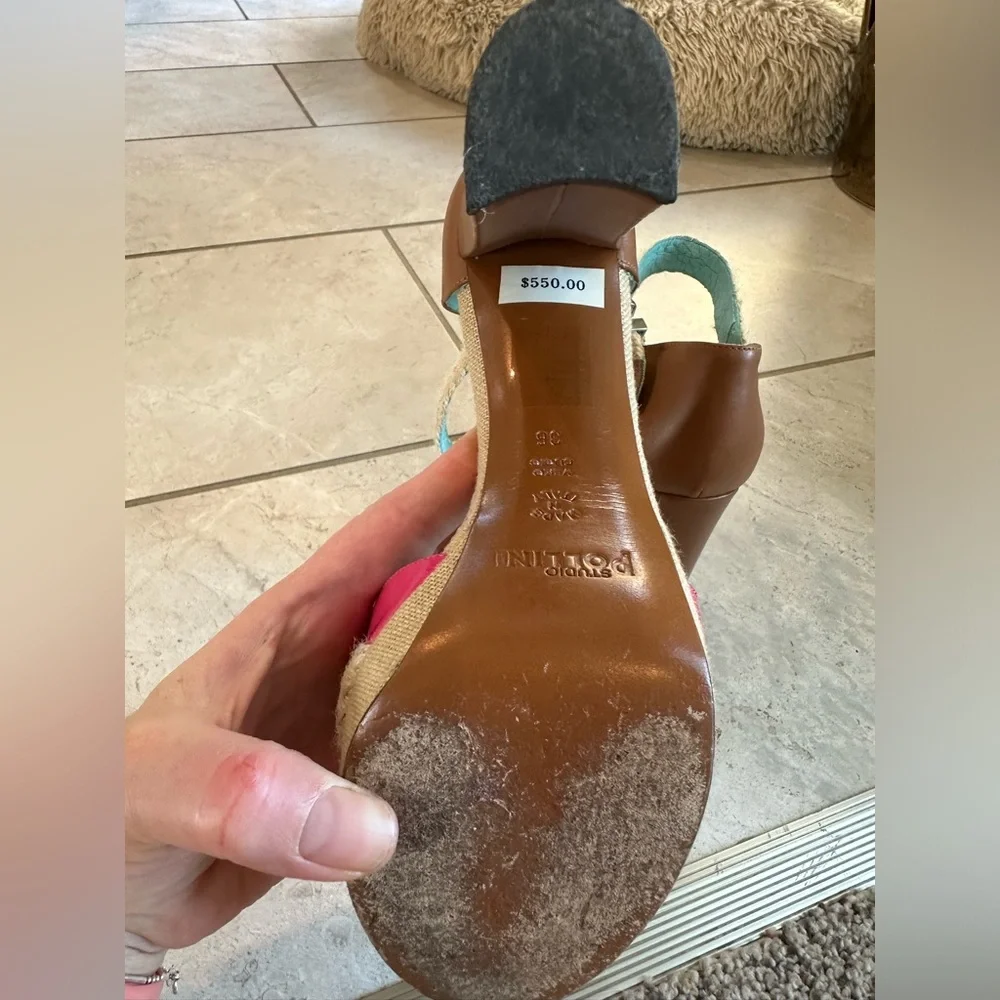 Studio Pollini Platform Heel Women's Gruppo Rope I Platform Sandal Pink … - Picture 8 of 9